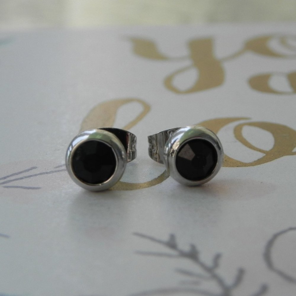 Jet Color Stud Earrings